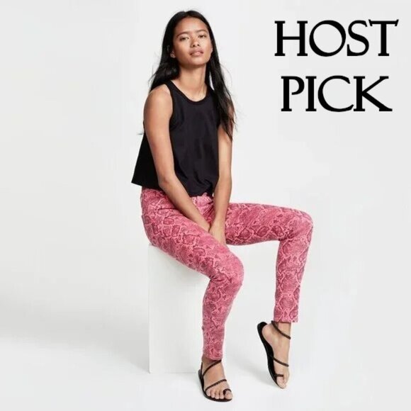 NWT J Brand neon pink snakeskin mid-rise skinny ankle jeans, 26 - Picture 1 of 14